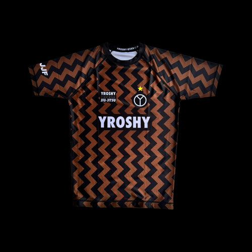 Adult No Gi Rash Guard Ranked Brown - Yroshy Fightwear