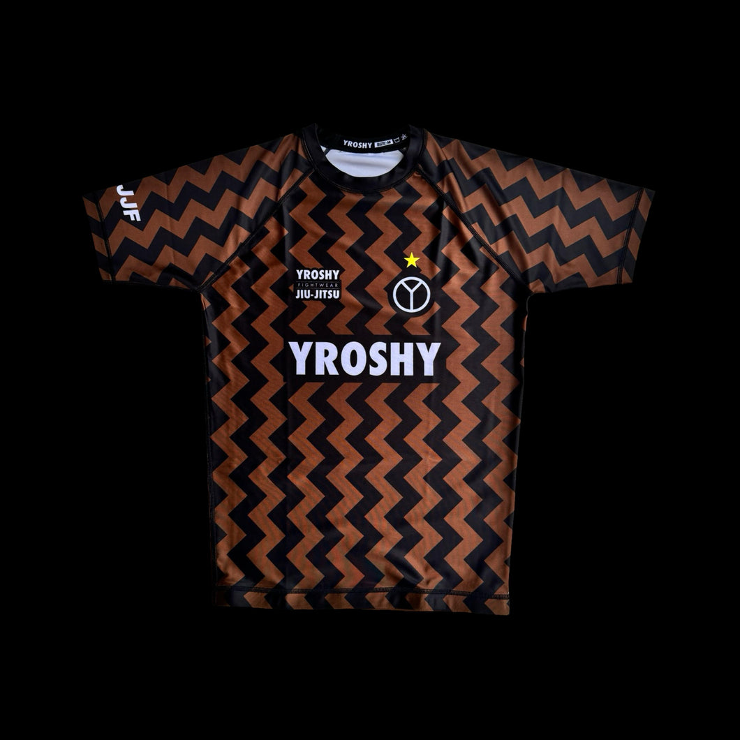 Adult No Gi Rash Guard Ranked Brown - Yroshy Fightwear